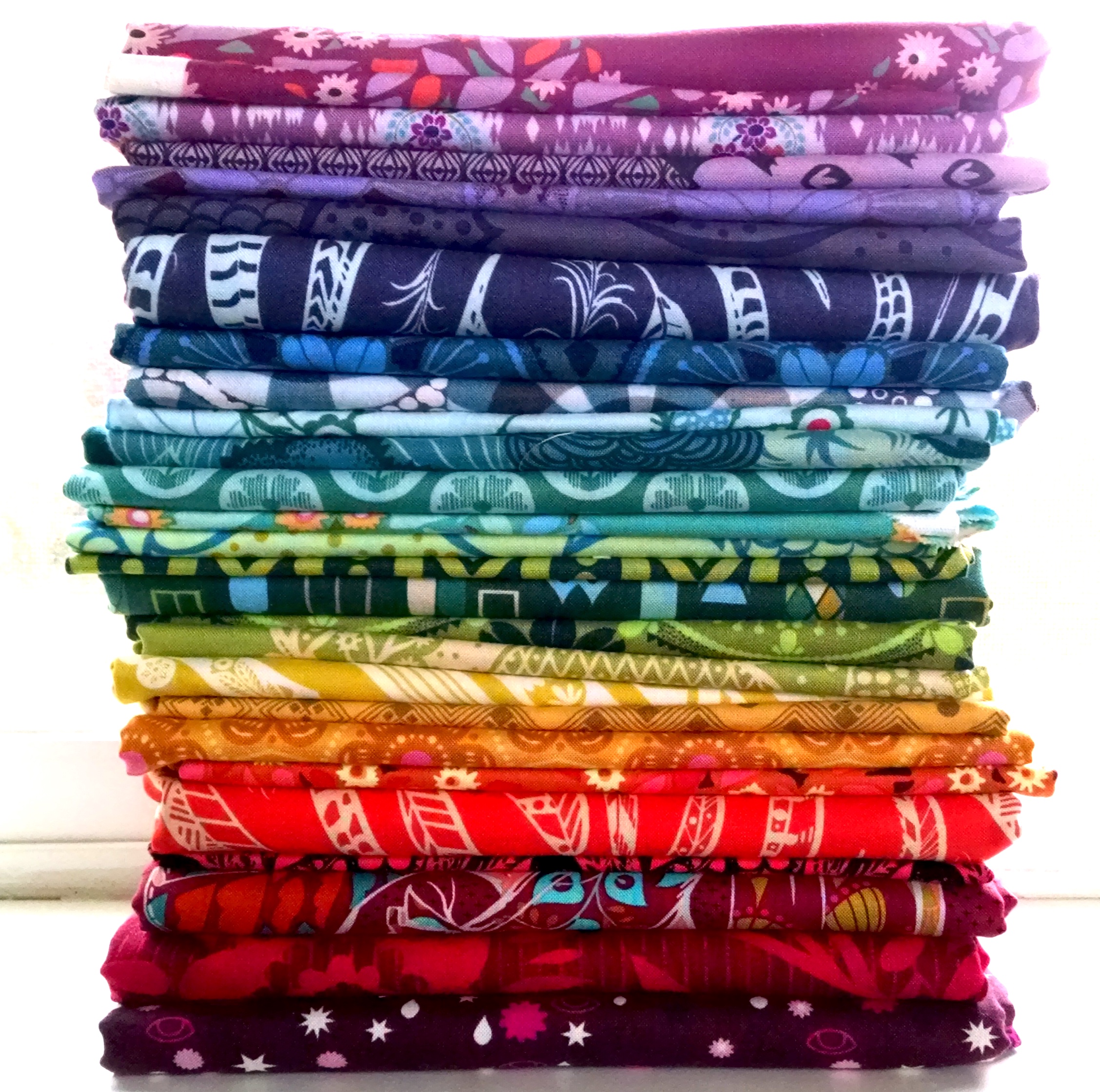 rainbow fabric stack